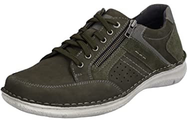 Josef Seibel Herren Low-Top Sneaker Anvers 87,Weite K (Extra weit),Wechselfußbett,straßenschuhe,Strassenschuhe,Grün (Tanne-Kombi),45 EU