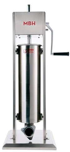 MBH - Insaccatrice manuale professionale acciaio inox capacità 7 litri. Macchina per salsiccia e salumi verticale.