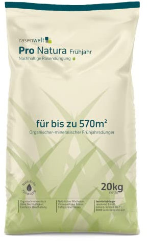 rasenwelt Frühjahrsdünger Pro Natura 20kg I organisch-mineralischer Bio Rasendünger, ideal für Frühling und Sommer