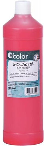 Flacon de 1L de gouache liquide O'COLOR easywash rouge vif