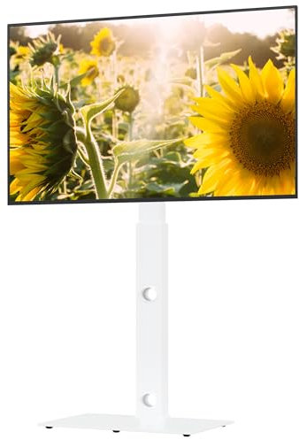 BONTEC TV Floor Stand for 30-70 inch LED LCD OLED Plasma Flat Curved TVs, Height Adjustable Tall TV Stand with Brackets up to 40kg, Max VESA 600x400mm White