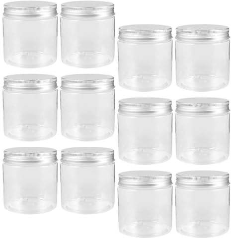 DEARMAMY Jar Set Small Jars with Airtight Aluminum Lids 8.50 Oz Clear Wide Mouth Reusable Storage Containers for Food Tea Cosmetics Jam Travel