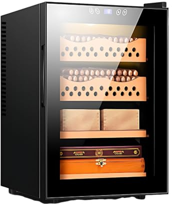 LJYKBFL Humidor eléctrico Counts para Puros con Control de Humedad y Temperatura, higrómetro Digital, Madera de Cedro español, Ideal para Regalar a Hombres (50 L - 300 Puros).