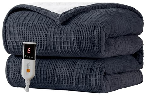 Texciting Heated Blanket Electric Blanket Throw 50''X60''-Heating Blanket with 9 Heat Settings-2-10 Hours Auto Off,ETL Certified,Machine Washable (Black)