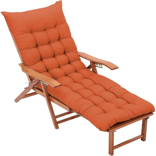 BangDon Einfarbiges Sonnenliegen-Kissen, extra dick, bequemer und atmungsaktiver Stoff, für Außenschaukel, Terrasse, Garten (Orange, 180 x 55 cm)