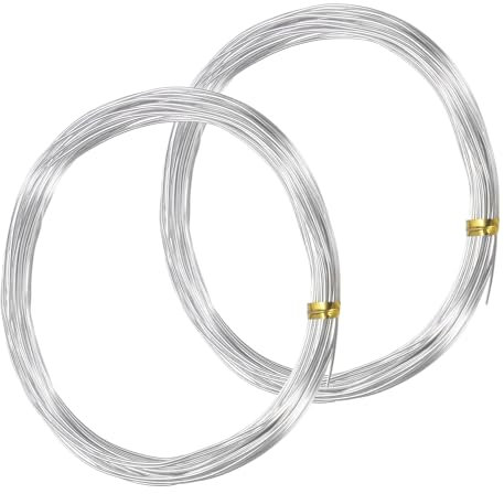 M METERXITY 2-Rollen 0,8 mm Bonsai-Trainingsdraht, insgesamt 20 Meter eloxierter Aluminium-Bonsaidraht für Bonsai-Baumformung/Astfixierung/Stammhaltung/DIY-Basteln [je 10 Meter, Silber]