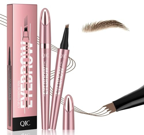 Augenbrauenstift Wasserfest, 3D Microblading Augenbrauenstift Eye Brow Pencil mit 4 Gabelspitze Applikator, Dunkelbraun Eyebrow Pencil Erzeugt Mühelos Natürlich Aussehende Brauen (Hellbraun)