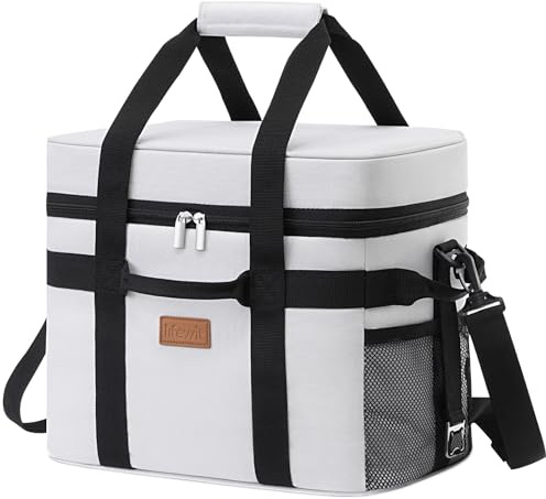 Lifewit 20L 30-Can Soft Cooler Bag with Hard Liner, Large Insulated Picnic Lunch Bag Box Soft-Sided Cooling Bag for Camping、BBQ、Family Outdoor Activities, Silk Gray