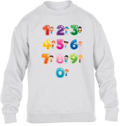 Gift Hub Number Symbol Boys Girls Kids School Sweatshirt Childrens Novelty Maths Day Playful And Colourful Funny Design Day Christmas Jumper White - Youth Small (Age 5-6)