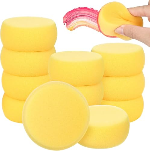 30 Stück Malschwamm, Gelb Runder Malschwamm, Handwerk Hobbys Malschwamm, Reinigung Synthetische Schwämme, Reinigung Kunst Schwämme Für Handwerk Farbe Gesichtsbemalung Hobbys(Gelb)