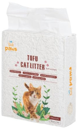 Tofu Cat Litter Clumping 2.5Kg/6L Premium Eco Friendly Toilet Flushable Easy Clumping Tofu Litter Biodegradable Chemical Free Super Absorbent (Original)