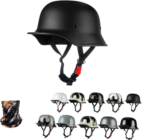 GKCEGHKS Casco clásico de Motocicleta Casco Jet de Media Concha Vintage Motocicleta Casco Casco Moto Jet Abierto ECE Homologado Medio Casco Retro Motocicleta para Hombres y Mujeres Adultos