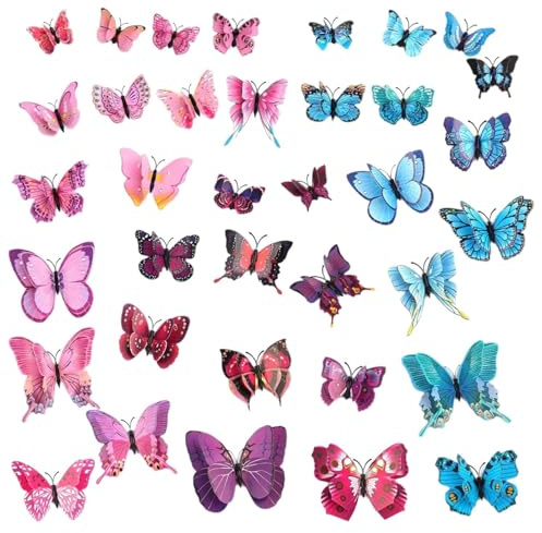 36 Pegatinas De Pared De Mariposa Simuladas De Doble Capa, Tridimensional 3D, Creativo Con Decoración De Pared De Fondo De Sala De Estar Magnética, Reutilizable, De La Sala De Estar.