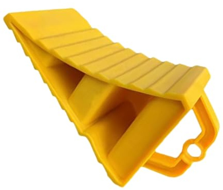 Calzo para rueda de coche, diseño compacto amarillo brillante, tapón antideslizante resistente, cuñas amarillas para neumáticos que ahorran espacio, calzos de rueda de seguridad para remolques