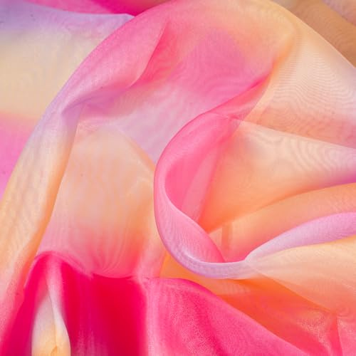 Tissu en Organza Dégradé de Couleurs, 150 cm X 200 cm Tissu en Organza à Coudre, Tulle Arc-en-Ciel Transparent, Multicolore Sash Ruban DIY Tulle pour Bricolage, Rideaux, Vêtements, Mariage Décoration