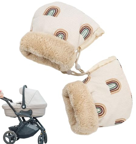 Gupcaqosjw Gants De Scooter,Manchon Pour Mains Épais Avec Doublure En Peluche | Gants Anti-Gel Vélo Équilibre Motif Arc-en-,Pour Poussette Et Guidon De Vélo Par Temps Froid D'Hiver