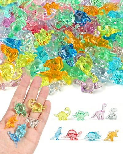 EPODA Lot de 100 mini figurines de dinosaures multicolores en résine, 10-20 mm, pour jardin, aquarium, maison de poupée et décoration de micro paysage DIY