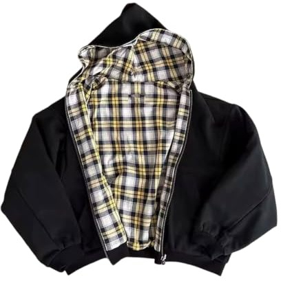 ECUNGWUA Veste Homme Bombers Réversible Zip Doublure Carreaux Automne Capuche Chic Casual Oversize Ample Chaud Épais Confortable Large Retro Urbain Streetwear Hiver Doux