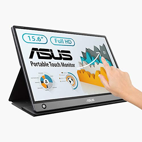 ASUS ZenScreen Touch MB16AMT 15.6 Inch USB Type-C Portable Monitor, FHD (1920 x 1080), IPS, Up to 4 Hours Battery, Micro-HDMI, Foldable Smart Case, Compatible with USB Type-A, Auto-Rotate, Black