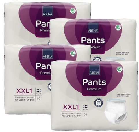 ABENA Pants XXL1 Premium Inkontinenzhosen, MONATSPAKET (4 x 20 Stück = 80 Stück), für Damen und Herren, 152,4–203,2 cm Taille, 1700 ml Saugfähigkeit
