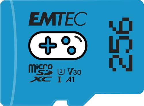 Emtec - Gaming - ECMSDM256GXCU3G - Tarjeta MicroSD de 256 GB - Velocidad de Escritura 95 MB/s - Velocidad de Lectura 100 MB/s - Azul