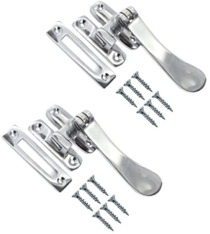 TERF® 100 mm kraftig polerad krom fönsterhöljesfästelement 100 mm (4 tum) inklusive fästskruv – paket med 2