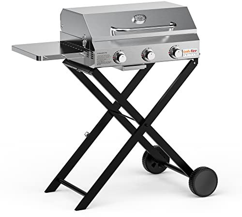 ONLYFIRE GRILLS Portable Propane Gas Grill with Foldable cart, BBQ Grill