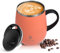 Ideus Kaffeebecher 470 ml (16 oz), doppelwandige vakuumisolierte Kaffee- und Teetasse aus Edelstahl mit rutschfestem Griff und Schiebemoduldeckel und großem Volumen (Pink)