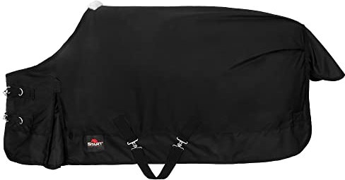 Coperta paddock, per cavalli Start, 1 colore, 200 g, 600 d, con pile, impermeabile, foderata in pile, calda, libertà di movimento, comoda, pratica, coperta per cavalli, coperta invernale (nero, 115)