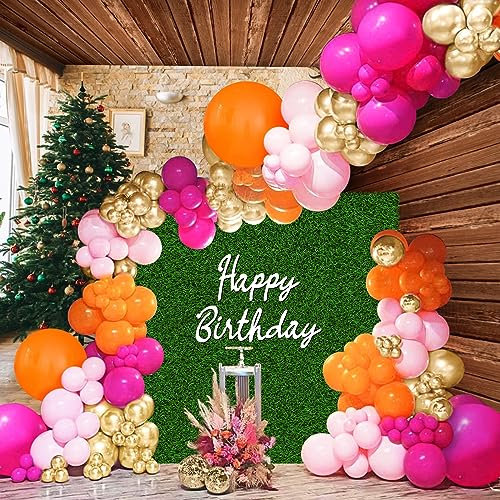 DUGEHO Kit d'arche de ballons - 141 pièces - Ballons en métal pour décorations de Noël, anniversaire, mariage, fête de remise de diplôme - Rose et orange