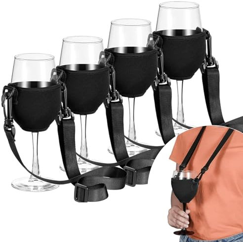 4 Stück Weinglashalter zum Umhängen, Tragbare Weinglashalter, Festival Wine Glass Holder, Stoff Weinglashalter für Den Hals Wein für Weihnachten, Weinfest, Hochzeit, Geburtstag, Party, Picknicks