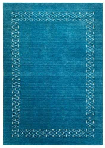 Turquoise Teppich 100% Wolle 170x240 cm Handgewebt Gabbeh Orientteppich ac05