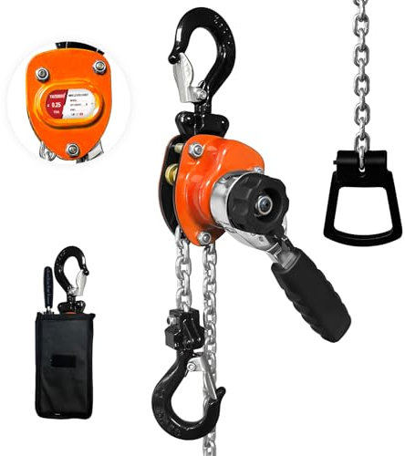 YATOINTO Mini bloc à levier, palan à levier manuel de chaîne à venir, robuste, palan à chaîne à levier à cliquet en acier G80 avec crochet (0.25T-1.5M)