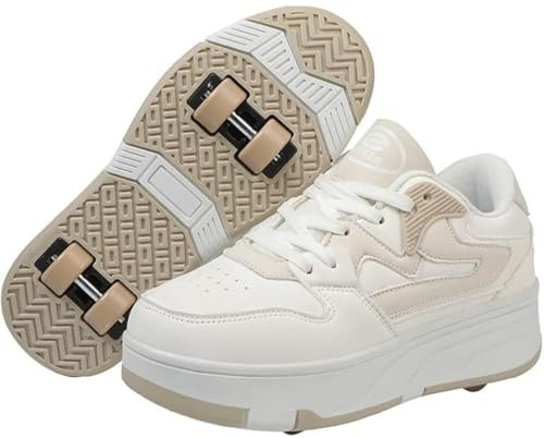 PEIHUODAN Chaussure Roulette Enfant Garçons Filles avec 4 roulettes Chaussures A roulettes Retractable Basket Roller Réglables Adolescents pour Intérieur Extérieur