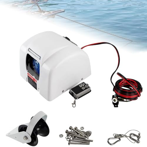 STWBHW Kit de guindeau d'ancre for Bateau d'eau salée, treuil d'ancre électrique télécommandé, treuil d'ancre Marin de 35 LB, treuils de remorquage Robustes for Bateau de pêche et Ponton