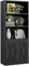 IRONCK Bücherregal mit 2 Türen, Standregal mit 5 Ebenen, Industriestil Bücherschrank, Vitrinenschrank Aufbewahrungsregal für Arbeitszimmer, Büro, Wohnzimmer, Schlafzimmer, Schwarz