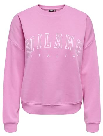 Onlsweat Life L/S Crew O.Size State Noos, Rosa Fucsia., L