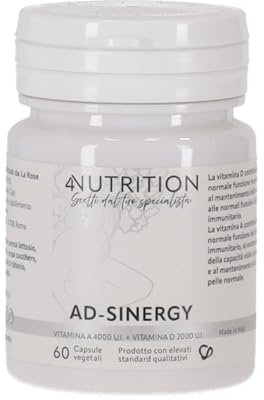 4Nutrition AD-SINERGY, Integratore di Vitamina A e D, 60 Capsule
