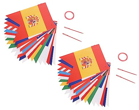 IMIKEYA 2 Stück Internationale Flaggen Wimpelkette für Fußballpartys Länderflaggen Banner Dekoration für Sportevents Feiern und Veranstaltungen für Innen und Außenbereiche