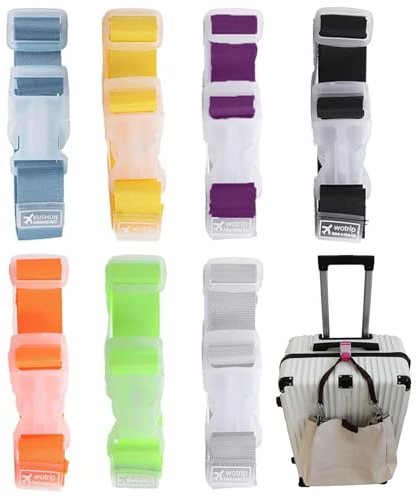 ZYEKIU 7 Piezas Cinta para Maletas de Viaje Cinta Maletas Viaje Viajes Accesorios Correas de Equipaje Ajustable, para Equipaje Fijo, Los Crucero Viajes Aéreos, para Reconocer Fácil el Equipaje