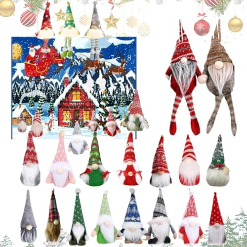 Calendario de Adviento 2025-24 días Christmas Halloween Gnome Countdown | Figuras coleccionables de Tomte Swedish Dolls, regalos de vacaciones para adultos adultos