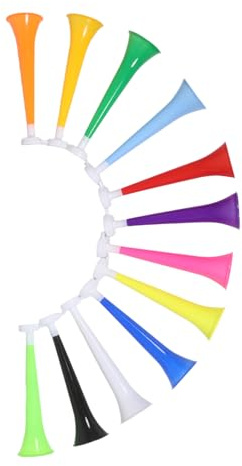 TOPBATHY 12 Trombe da Stadio Rumorose in Plastica, Corni Sportivi Smontabili per Calcio e Basket, Strumenti da Tifo Leggeri per Eventi Sportivi e Feste, Set da 12 Pezzi Colore Casuale