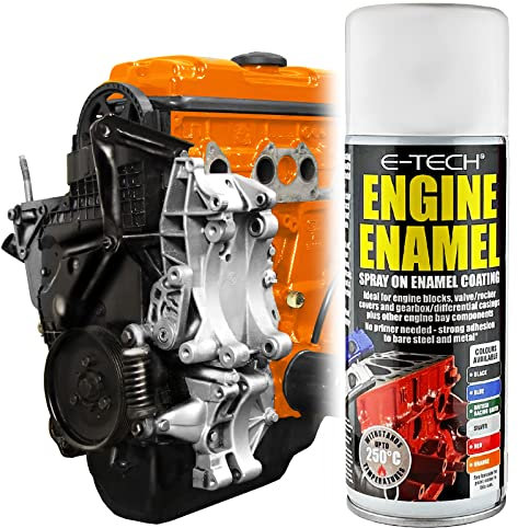 E-TECH - Heat Resistant Engine Enamel Paint 400ml - Spray On High Temp Paint (Orange)