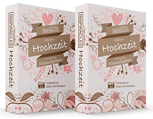 Fotoaufgaben Hochzeit (2-Pack) das Fotospiel Hochzeit - Hochzeitsspiel Foto für Gäste, lustiges Hochzeitsgeschenk für das Brautpaar, kombinierbar mit Fotobox, Einwegkamera, Gästebuch