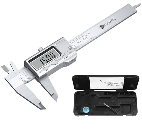 Neoteck 4 inch/100mm Digital Caliper, Stainless Steel Electronic Calipers Measuring Tool inch/mm Conversion, Large LCD Screen