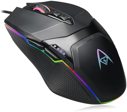 Adesso iMouse X5 USB RGB Illuminated Gaming Mouse – 7 Buttons, Adjustable Weight, 6 Level DPI Switch up to 6400, Optical Sensor, Ergonomic Design for Right-Handed Gamers, Multi-Color LED Backlight