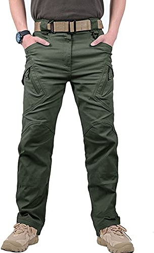 YIYINGSI Pantaloni Tattici Impermeabili da Uomo - Pantaloni Multi-Tasche Militari Ripstop, Pantaloni Cargo Resistenti all'Usura 5XL Maschili, Pantaloni Militari SWAT Combat,Verde Militare,XL