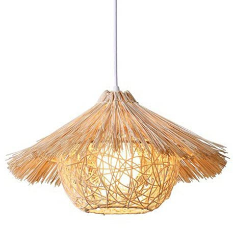 Naiyn Lámpara Colgante Vintage Tejida A Mano, Iluminación Colgante De Ratán, Lámpara Colgante De Altura Ajustable, Lámpara De Techo E27 para Comedor, Luminaria De Suspensión De Granja