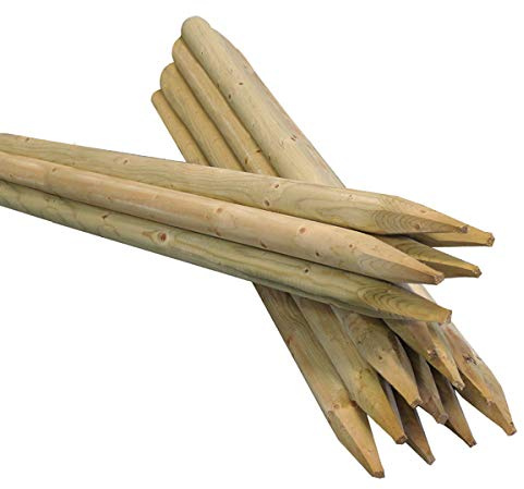 Suregreen Round Fence Posts | 1.5m (5ft) x 40mm | 10 Pack | Green Treated Stakes