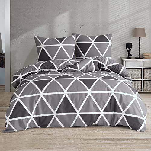 Mixibaby Bettwäsche Bettgarnitur Bettbezug Bedruckt Baumwolle 135x200 155x220 200x200, Größe:135 x 200 cm, Design Bettwäsche:Berkia Schwarz